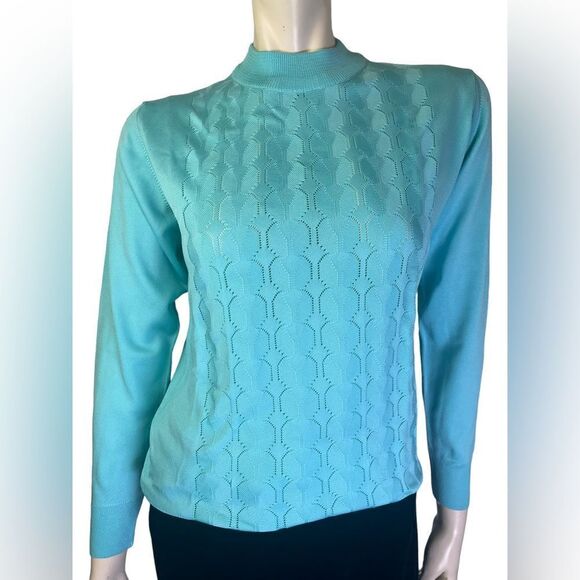 Original Beston Euatoriana Turquoise Leightweight Vintage Mock Neck Size S/M - Picture 6 of 11